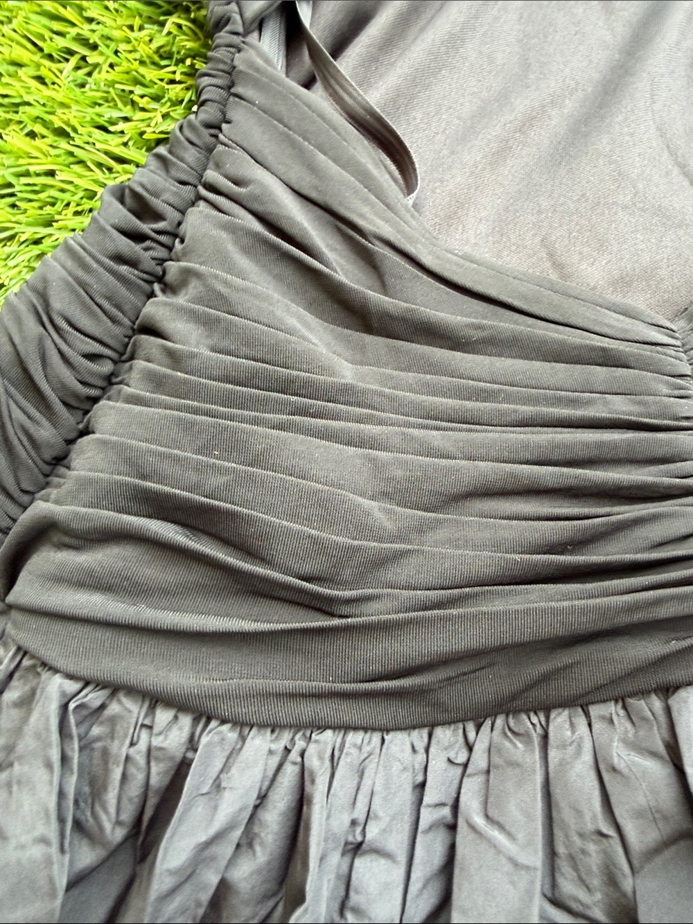 BCBGMaxAzria Black One-Shoulder Ruched Bodice Full Skirt Dress - Picture 13 of 14